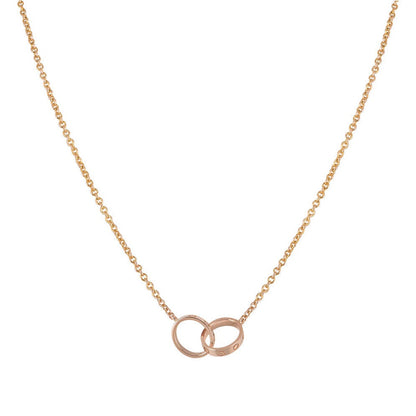 [Rose Jewelrys]LOVE NECKLACE DOUBLE RING PINK GOLD