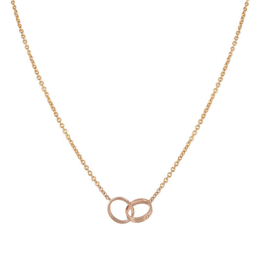 [Rose Jewelrys]LOVE NECKLACE DOUBLE RING PINK GOLD