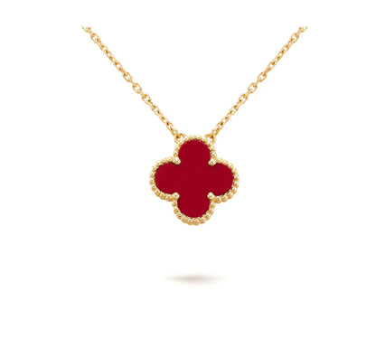 [Rose Jewelrys]CLOVER 15MM CARNELIAN SINGLE FLOWER NECKLACE