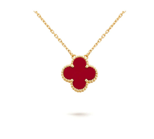 [Rose Jewelrys]CLOVER 15MM CARNELIAN SINGLE FLOWER NECKLACE