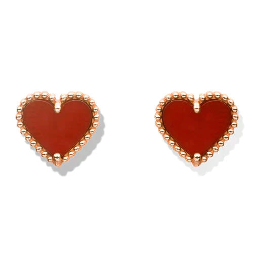[Rose Jewelrys]HEART CARNELIAN STUD EARRINGS