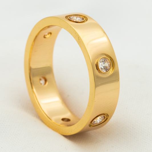 [Rose Jewelrys]LOVE RING 5.5MM 6 DIAMONDS PINK GOLD