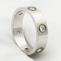 [🌹Rose💎]LOVE RING 5.5MM 6 DIAMONDS SILVER