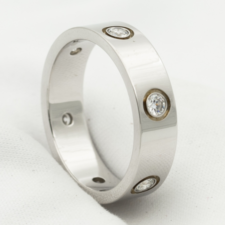 [🌹Rose💎]LOVE RING 5.5MM 6 DIAMONDS SILVER