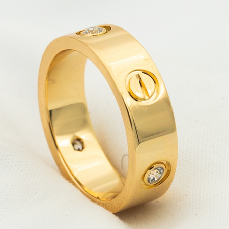 [🌹Rose💎]LOVE RING 5.5MM 3 DIAMONDS PINK GOLD