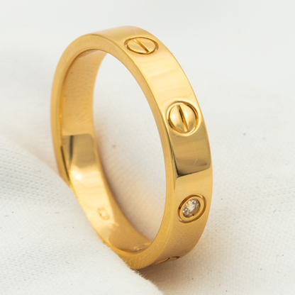 []LOVE RING 4MM 1 DIAMOND PINK GOLD