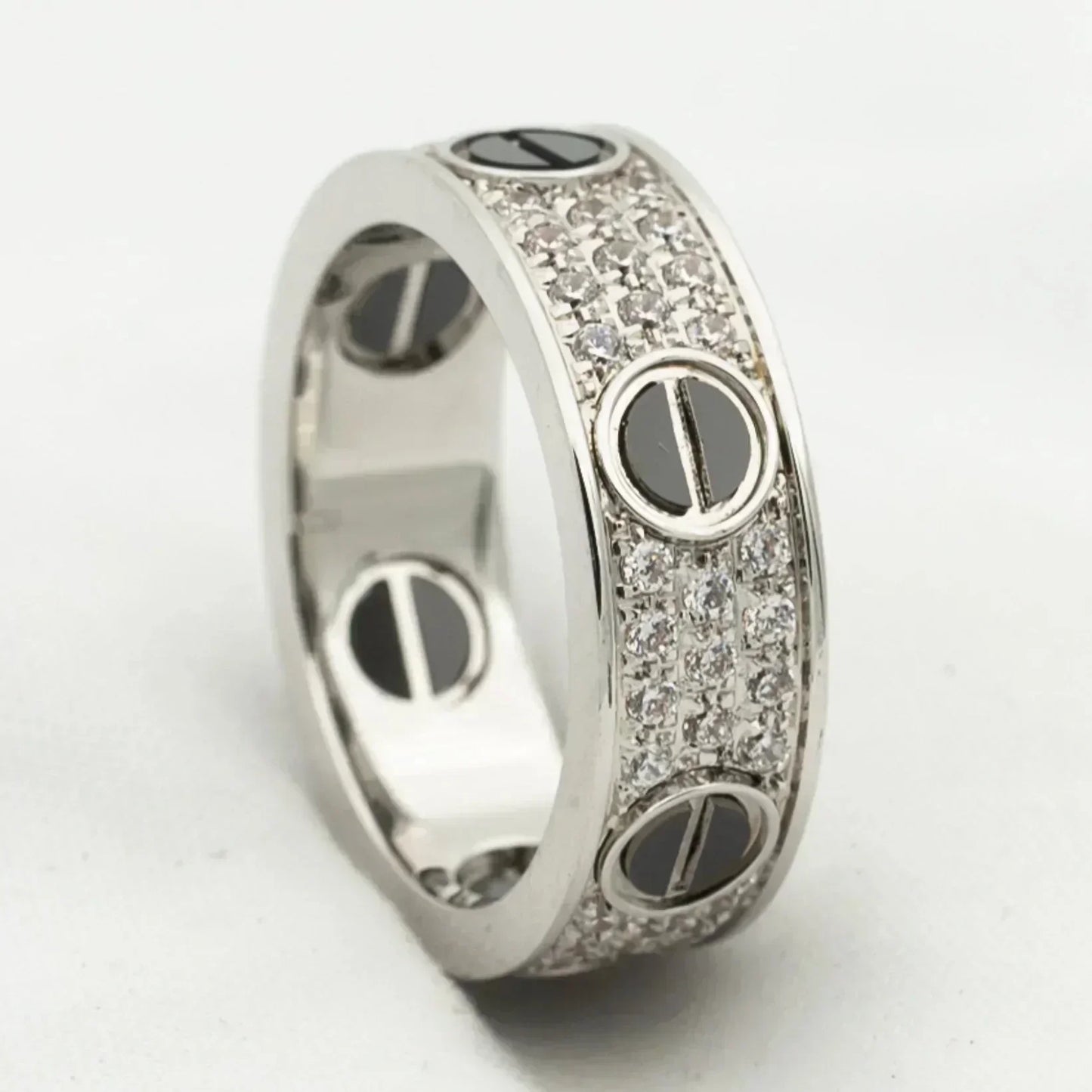 [Rose Jewelrys]LOVE RING 5.5MM DIAMONDS PAVED CERAMIC