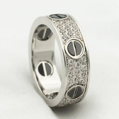 [Rose Jewelrys]LOVE RING 5.5MM DIAMONDS PAVED CERAMIC