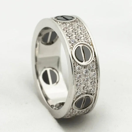 [🌹Rose💎]LOVE RING 5.5MM DIAMONDS PAVED CERAMIC