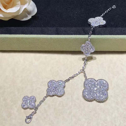 [Rose Jewelrys]CLOVER 6 MOTIFS SILVER DIAMOND BRACELET