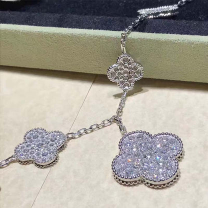 [Rose Jewelrys]CLOVER 6 MOTIFS SILVER DIAMOND BRACELET