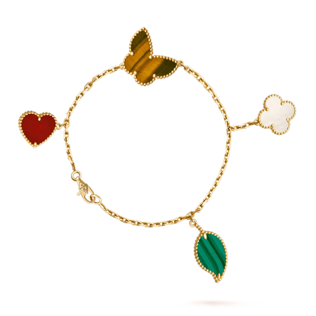 [🌹Rose💎]LUCKY SPRING 5 MOTIF GOLD BRACELET