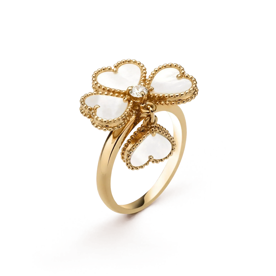 [🌹Rose💎]SWEET CLOVER WHITE MOP RING
