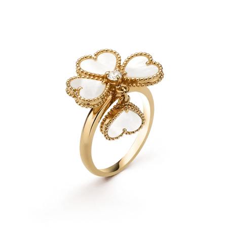 [🌹Rose💎]SWEET CLOVER WHITE MOP RING