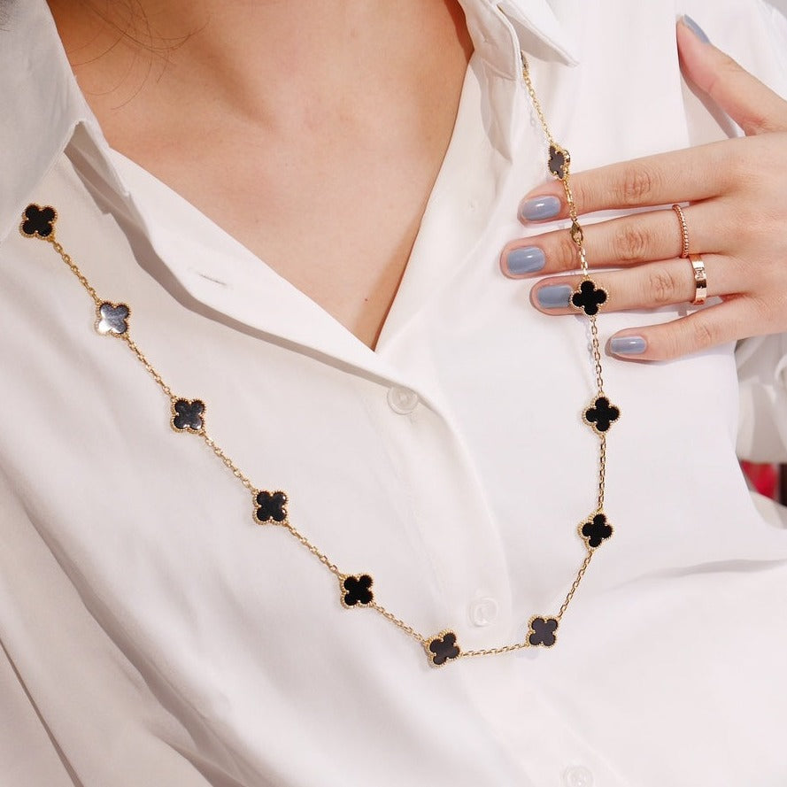 [🌹Rose💎]CLOVER 20 MOTIFS ONYX ROSE GOLD