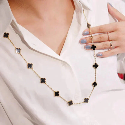[Rose Jewelrys]CLOVER 20 MOTIFS ONYX NECKLACE