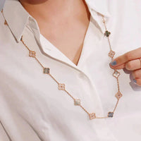 [🌹Rose💎]CLOVER 20 MOTIFS DARK MOP DIAMOND  NECKLACE