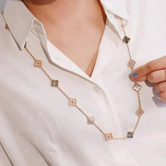 [Rose Jewelrys]CLOVER 20 MOTIFS DARK MOP DIAMOND  NECKLACE