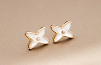 [🌹Rose💎]JEUX DE WHITE MOP ROSE GOLD DIAMOND EARRINGS