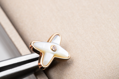 [Rose Jewelrys]JEUX DE WHITE MOP PINK GOLD DIAMOND EARRINGS