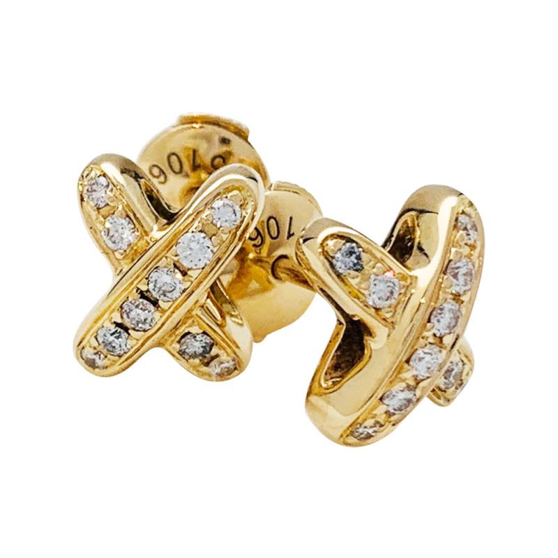 [Rose Jewelrys]JEUX DE GOLD DIAMOND EARRINGS
