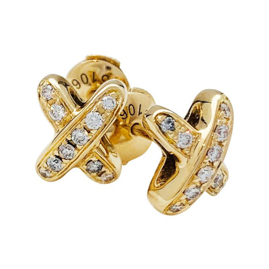 [Rose Jewelrys]JEUX DE GOLD DIAMOND EARRINGS