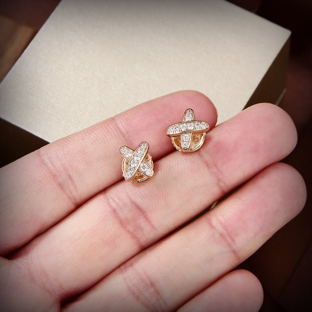 [Rose Jewelrys]JEUX DE GOLD DIAMOND EARRINGS
