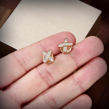 [Rose Jewelrys]JEUX DE GOLD DIAMOND EARRINGS