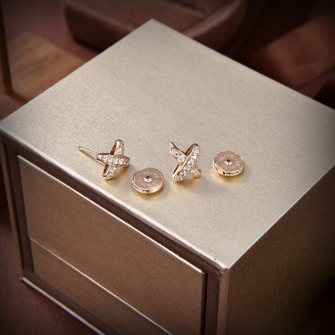 [Rose Jewelrys]JEUX DE GOLD DIAMOND EARRINGS