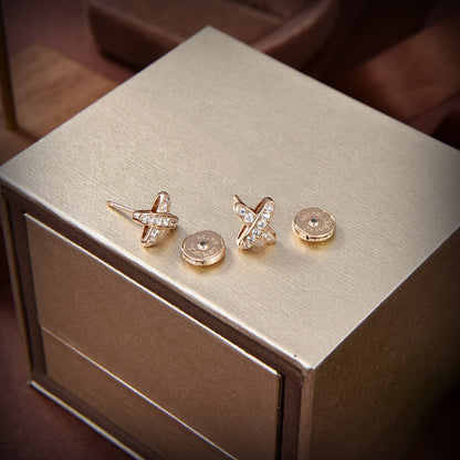 [Rose Jewelrys]JEUX DE GOLD DIAMOND EARRINGS