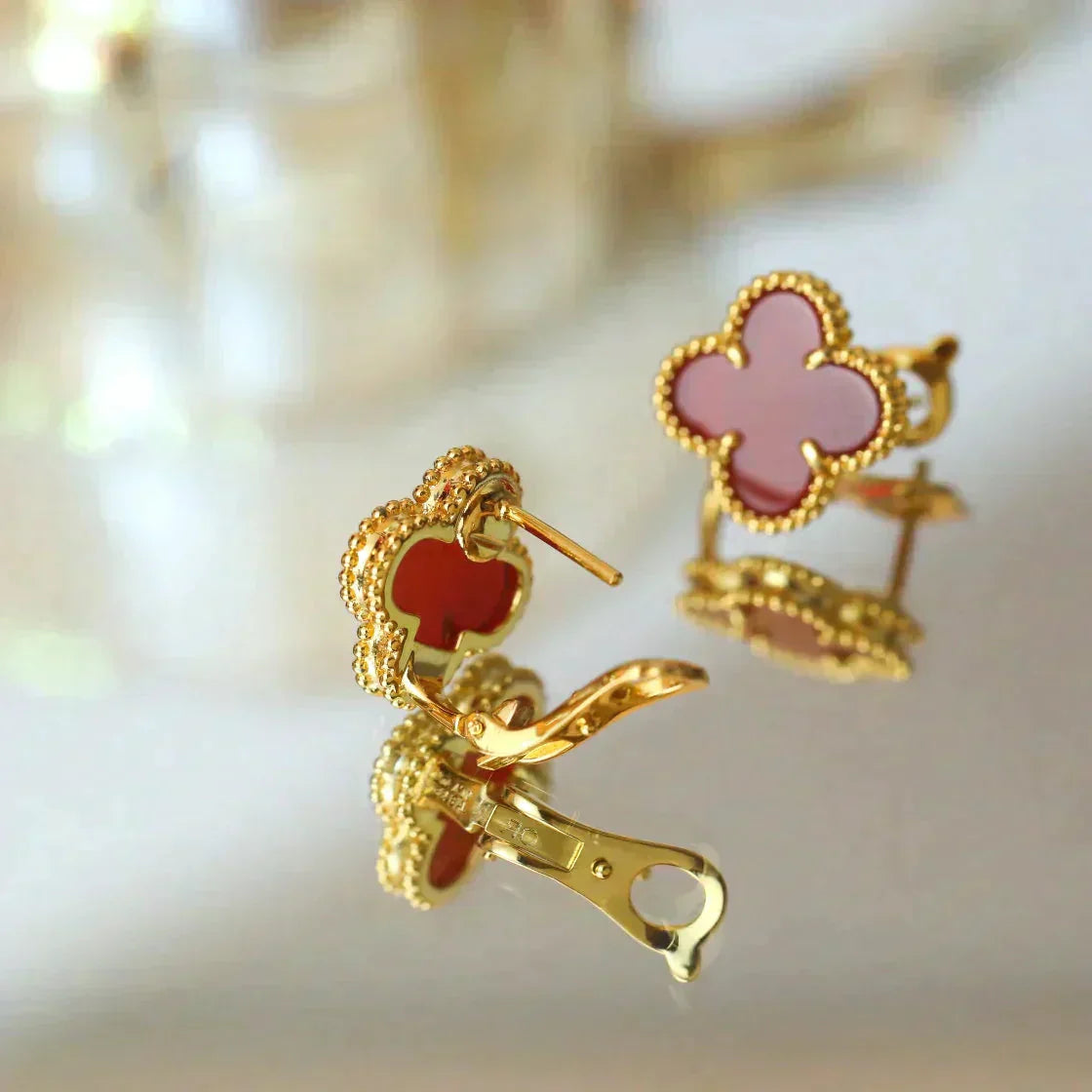 [Rose Jewelrys]CLOVER MEDIUM 1 MOTIFS CARNELIAN  EARRINGS
