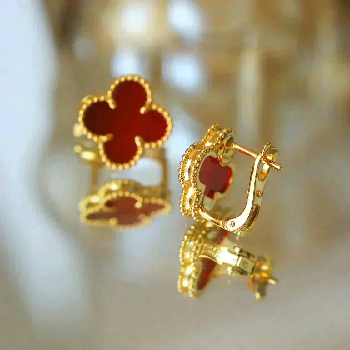 [Rose Jewelrys]CLOVER MEDIUM 1 MOTIFS CARNELIAN  EARRINGS