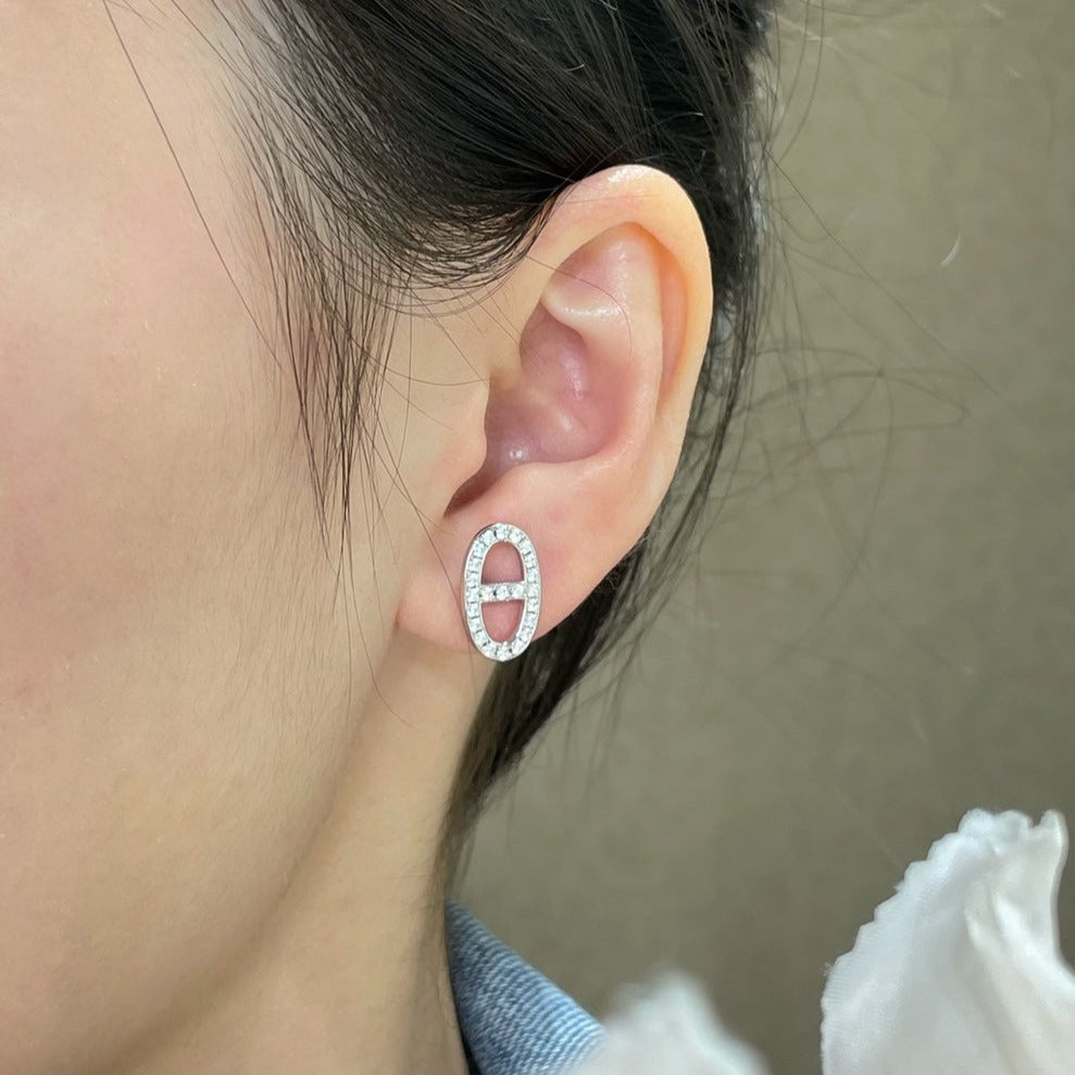 [Rose Jewelrys]HM FULL DIAMOND PIG NOSE STUD EARRINGS