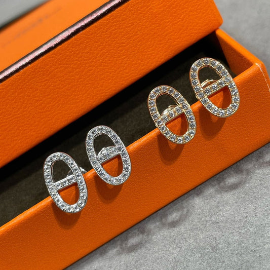 [Rose Jewelrys]HM FULL DIAMOND PIG NOSE STUD EARRINGS