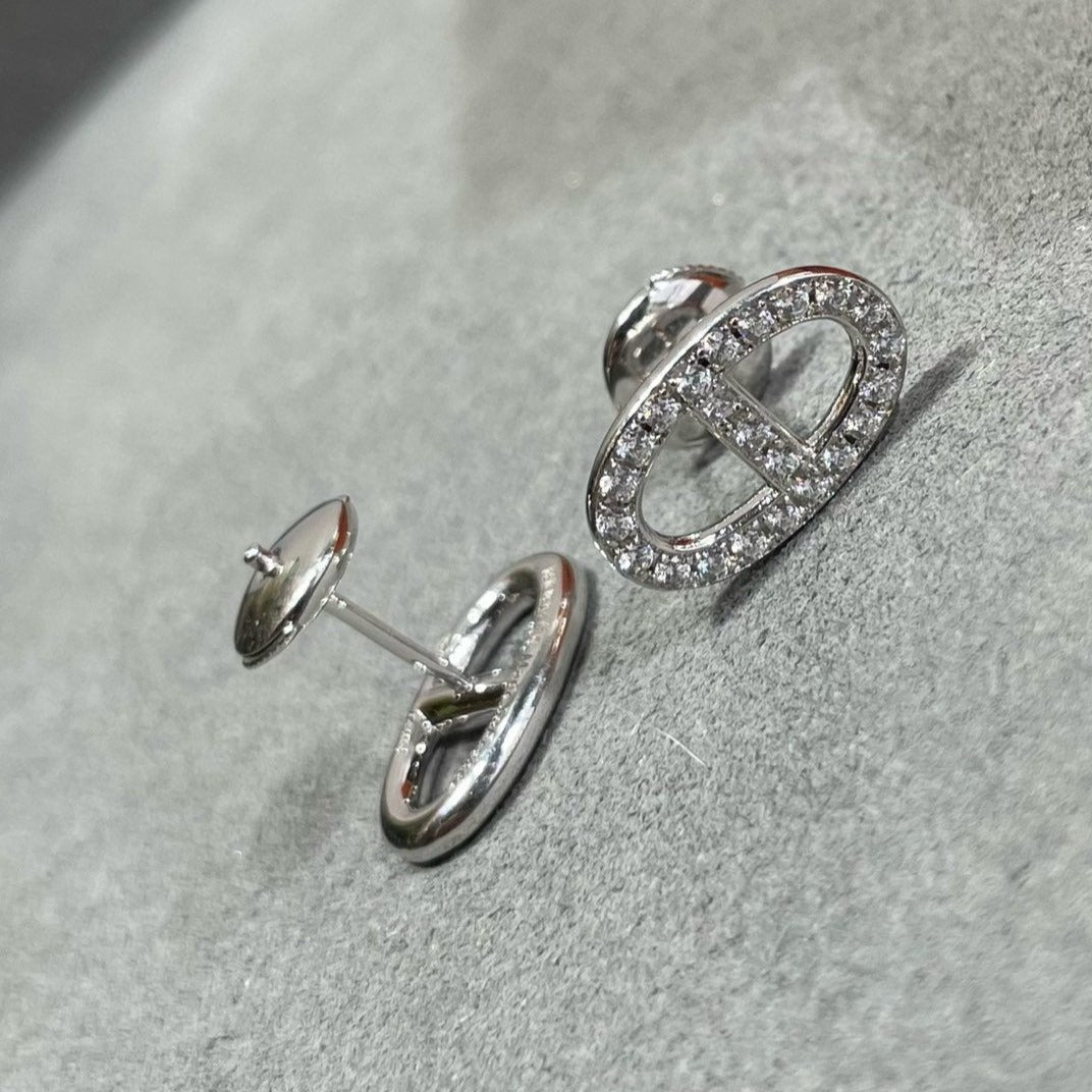 [Rose Jewelrys]HM FULL DIAMOND PIG NOSE STUD EARRINGS