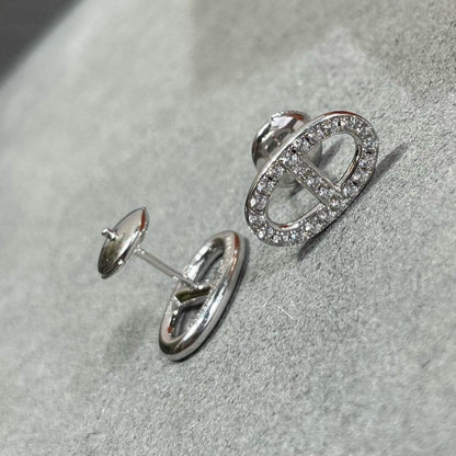 [Rose Jewelrys]HM FULL DIAMOND PIG NOSE STUD EARRINGS