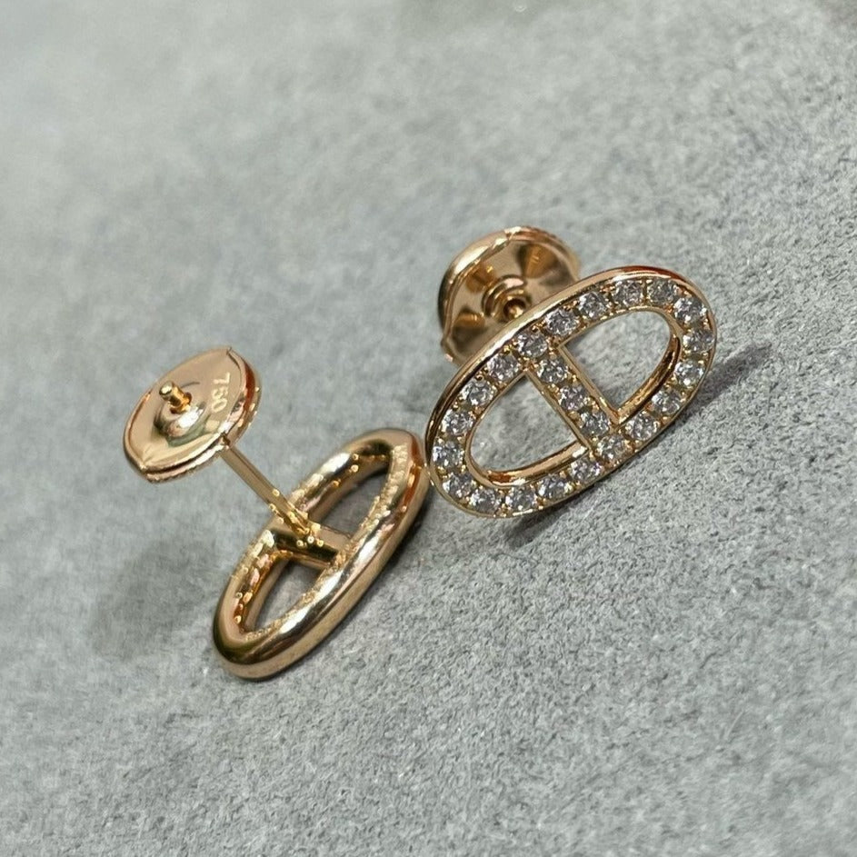 [Rose Jewelrys]HM FULL DIAMOND PIG NOSE STUD EARRINGS