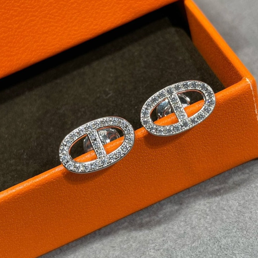 [Rose Jewelrys]HM FULL DIAMOND PIG NOSE STUD EARRINGS