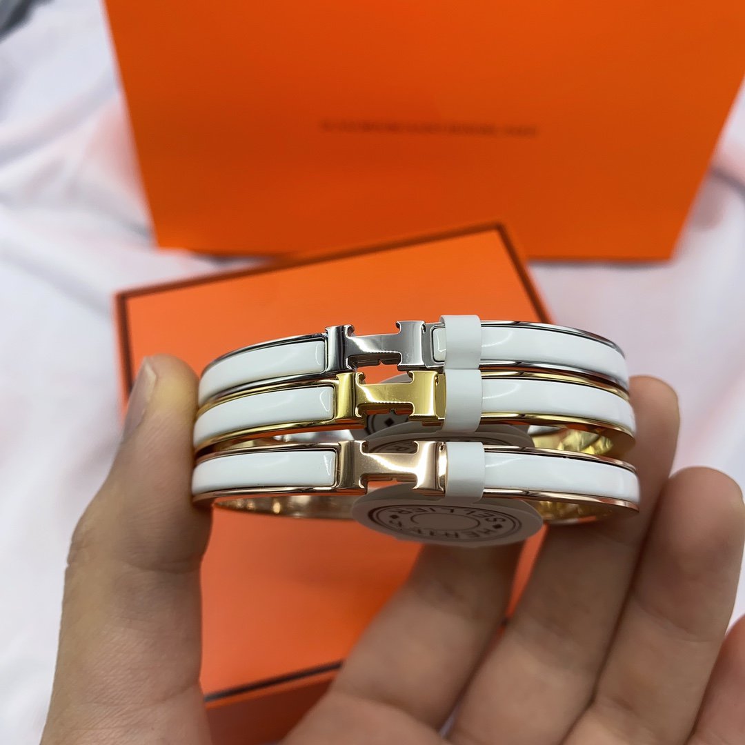 [Rose Jewelrys]CLASSIC HM CLIC WHITE 8MM ENAMEL BRACELET