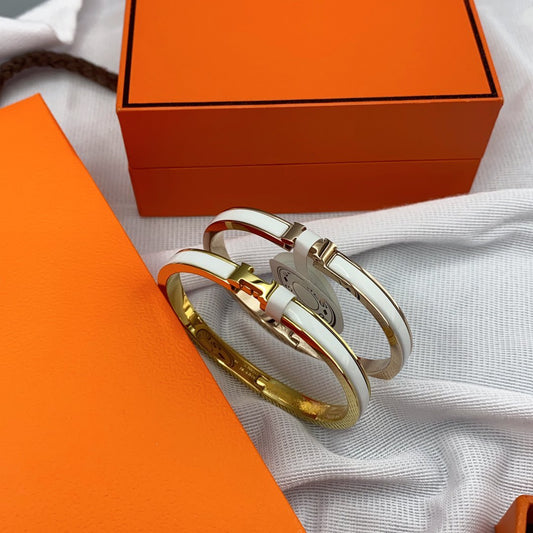 [Rose Jewelrys]CLASSIC HM CLIC WHITE 8MM ENAMEL BRACELET