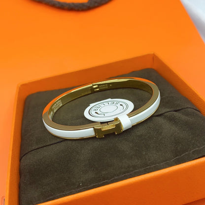 [Rose Jewelrys]CLASSIC HM CLIC WHITE 8MM ENAMEL BRACELET