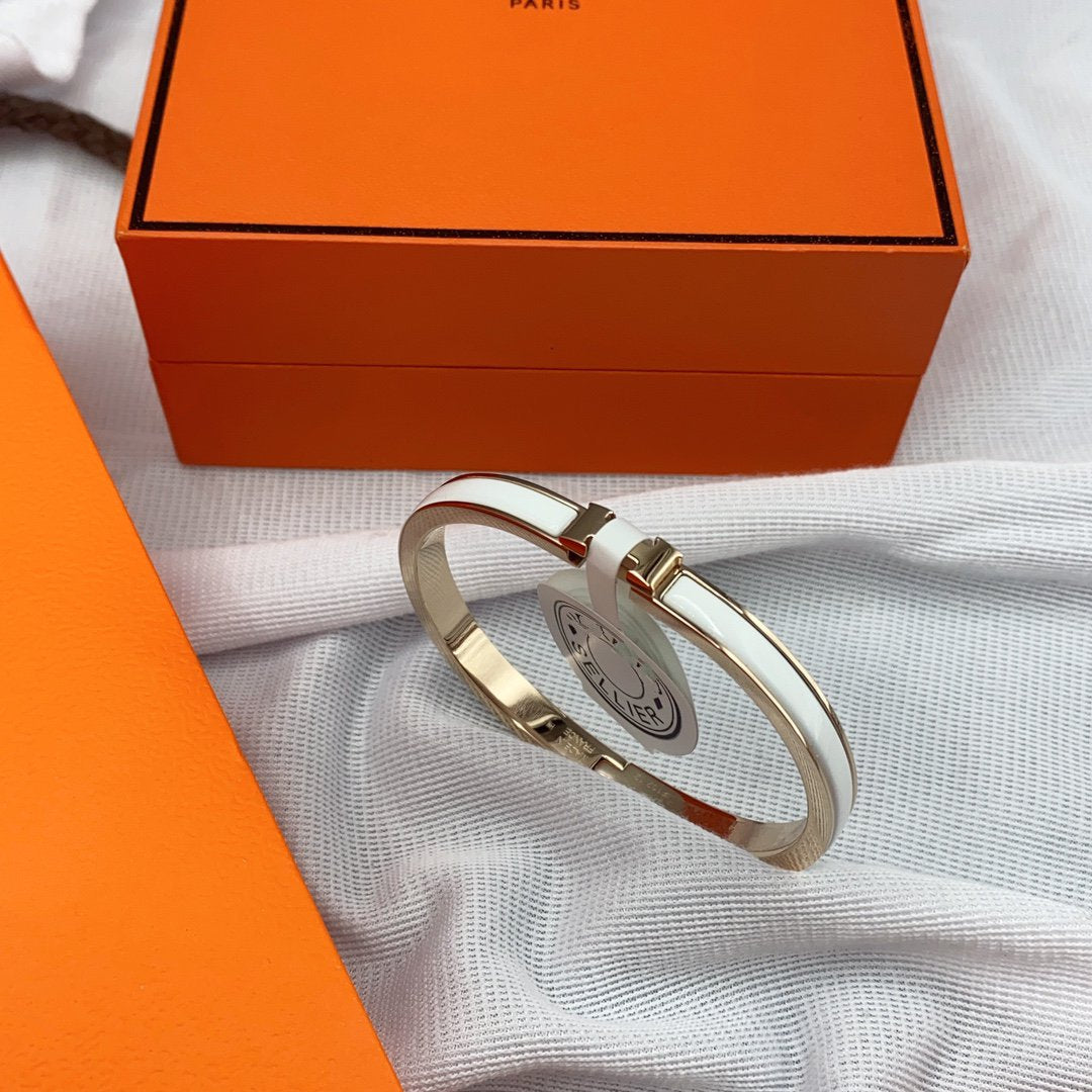 [Rose Jewelrys]CLASSIC HM CLIC WHITE 8MM ENAMEL BRACELET