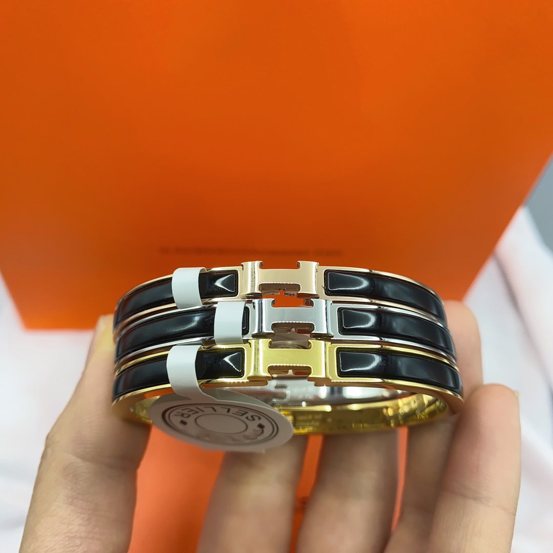 [Rose Jewelrys]CLASSIC HM CLIC BLACK 8MM ENAMEL BRACELET