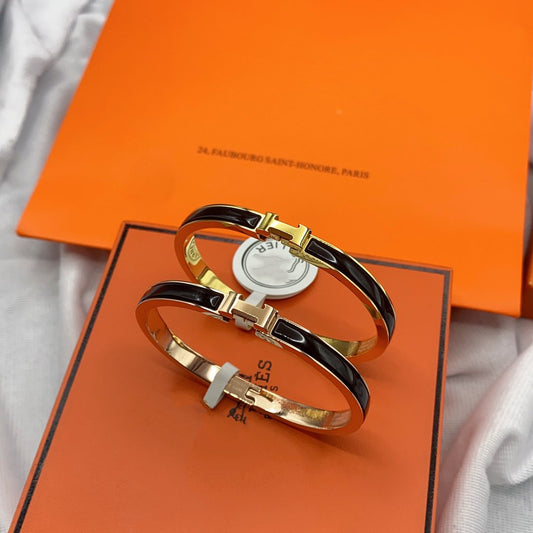 [Rose Jewelrys]CLASSIC HM CLIC BLACK 8MM ENAMEL BRACELET