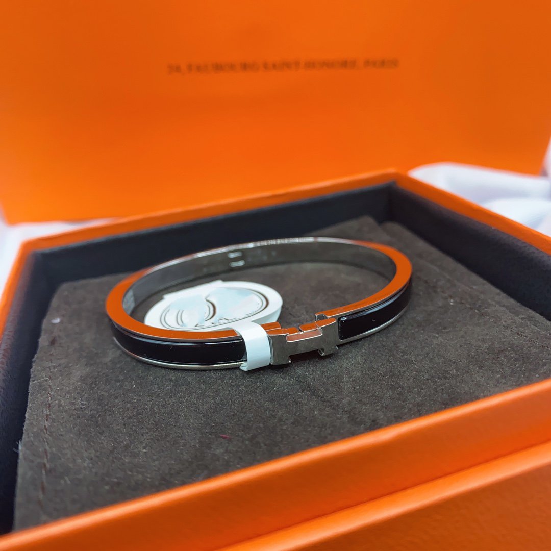 [Rose Jewelrys]CLASSIC HM CLIC BLACK 8MM ENAMEL BRACELET