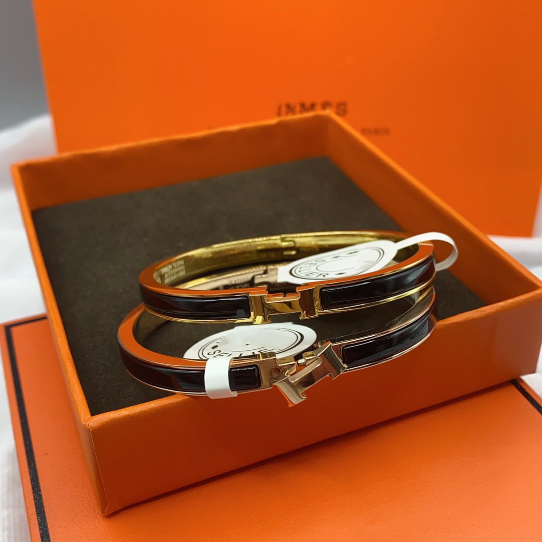 [Rose Jewelrys]CLASSIC HM CLIC BLACK 8MM ENAMEL BRACELET
