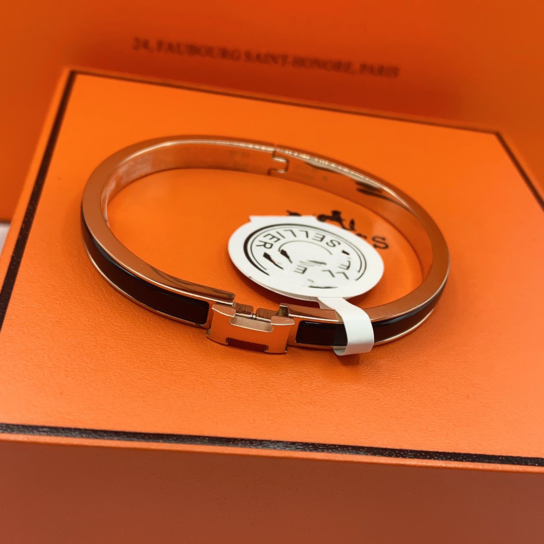 [Rose Jewelrys]CLASSIC HM CLIC BLACK 8MM ENAMEL BRACELET
