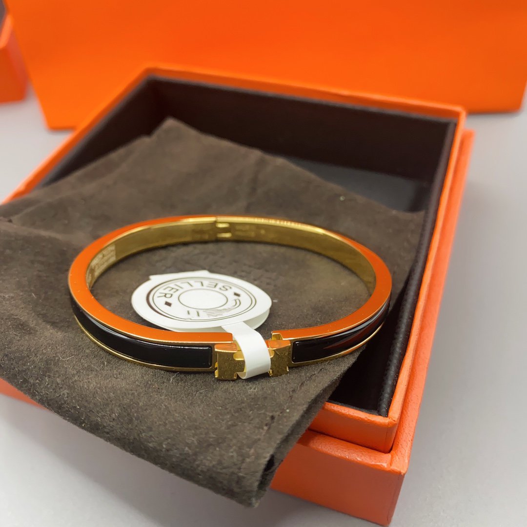 [Rose Jewelrys]CLASSIC HM CLIC BLACK 8MM ENAMEL BRACELET