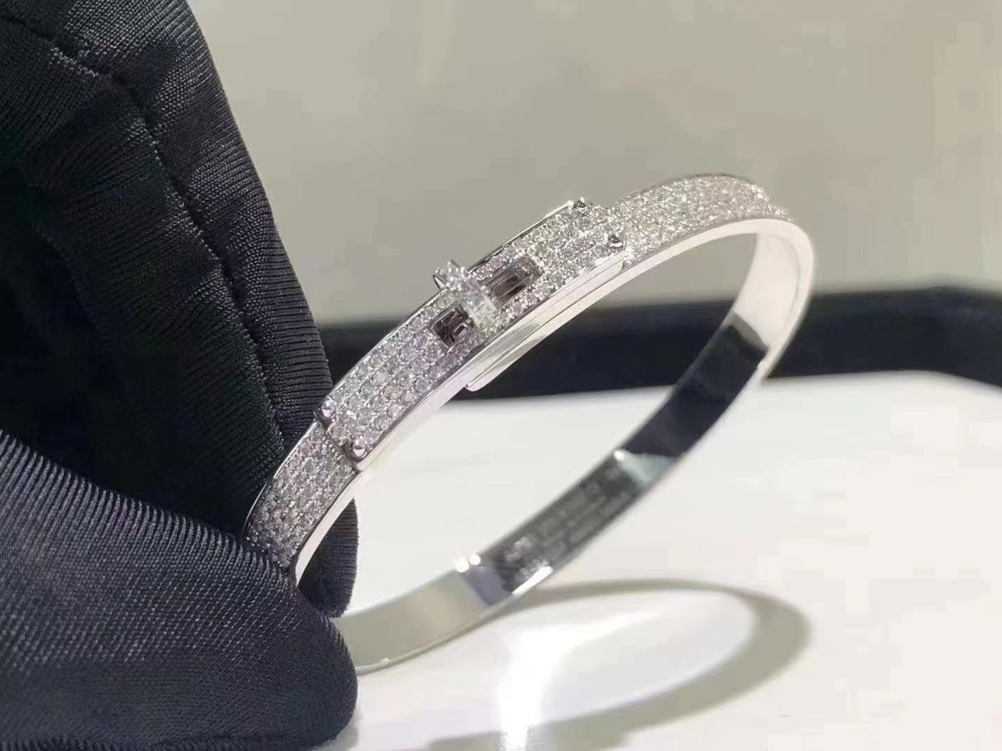 [Rose Jewelrys]HM KELLY BRACELET IN SILVER AND FULL PAVE DIAMOND