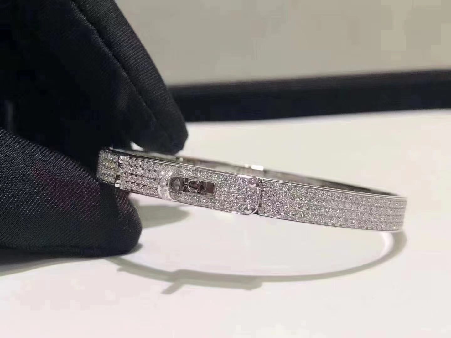 [Rose Jewelrys]HM KELLY BRACELET IN SILVER AND FULL PAVE DIAMOND